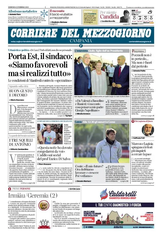 Prima-pagina-corriere del mezzogiorno-del-2025-02-23